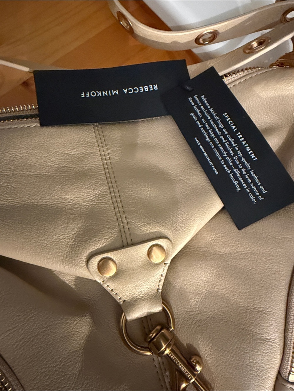 Rebecca Minkoff Julian Studded Leather Crossbody Bag NWT In Latte - Picture 7 of 8